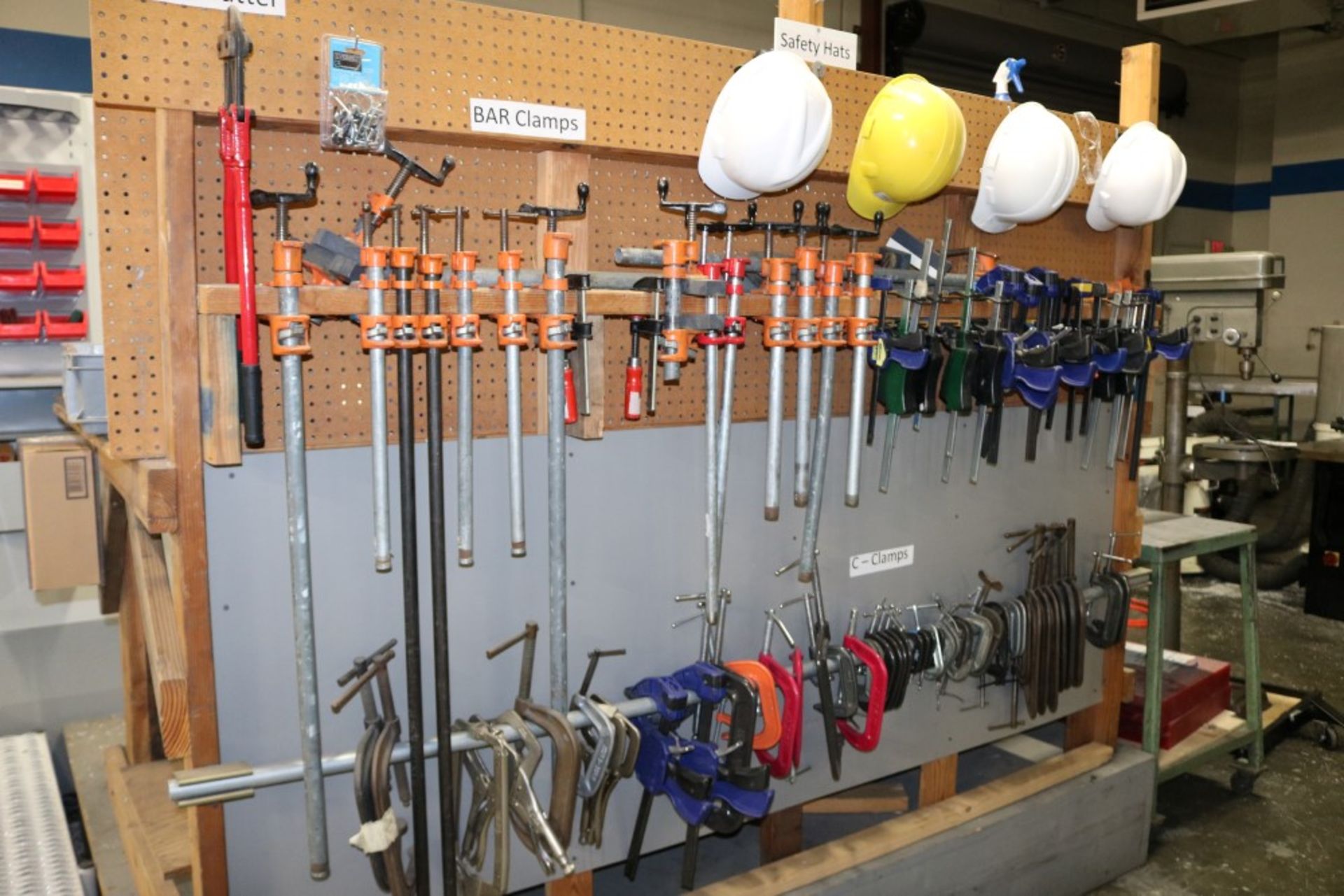 Large Lot of Bar Clamps, Bolt Cutters, Safety Hats, C Clamps, Vise Grips and Quick Grips of - Image 2 of 10