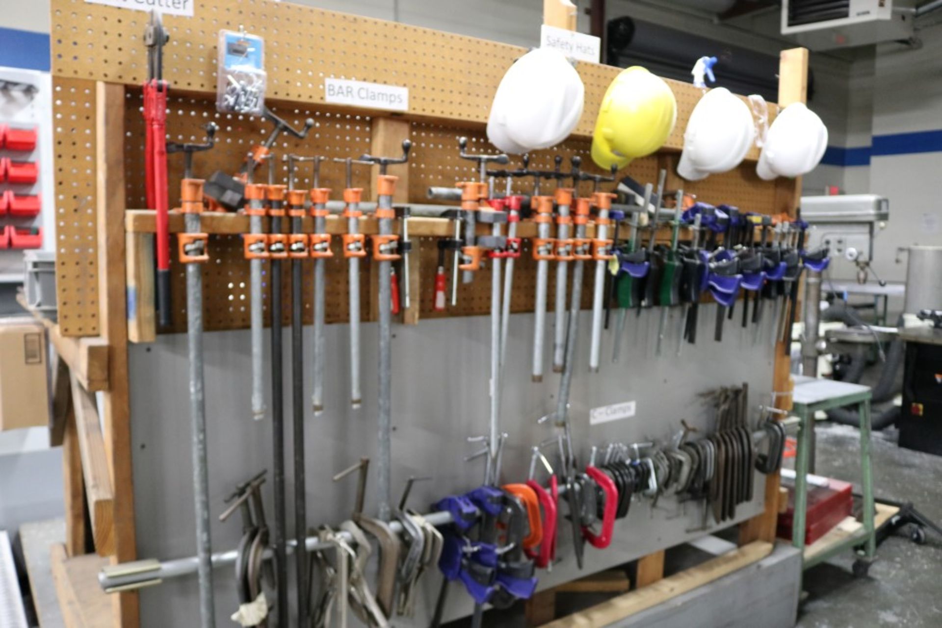 Large Lot of Bar Clamps, Bolt Cutters, Safety Hats, C Clamps, Vise Grips and Quick Grips of - Image 3 of 10