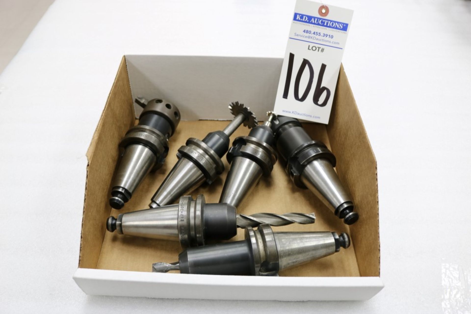 (6) BT40 Tool Holders with Fadal Pull Studs, Boring Bars, Collet with Tooling, Lyndex, Nikken, and - Image 4 of 4