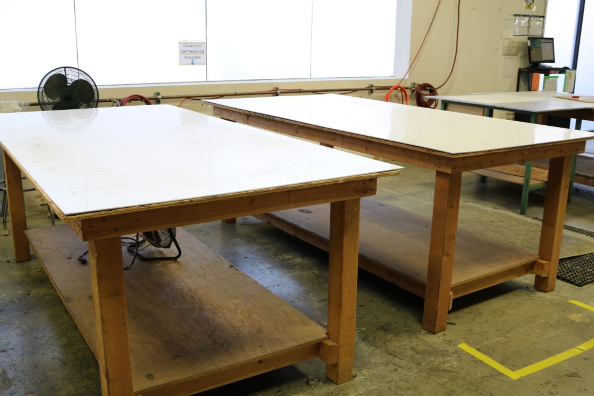 (2) 8' x 4' x 36" Wood Work Tables