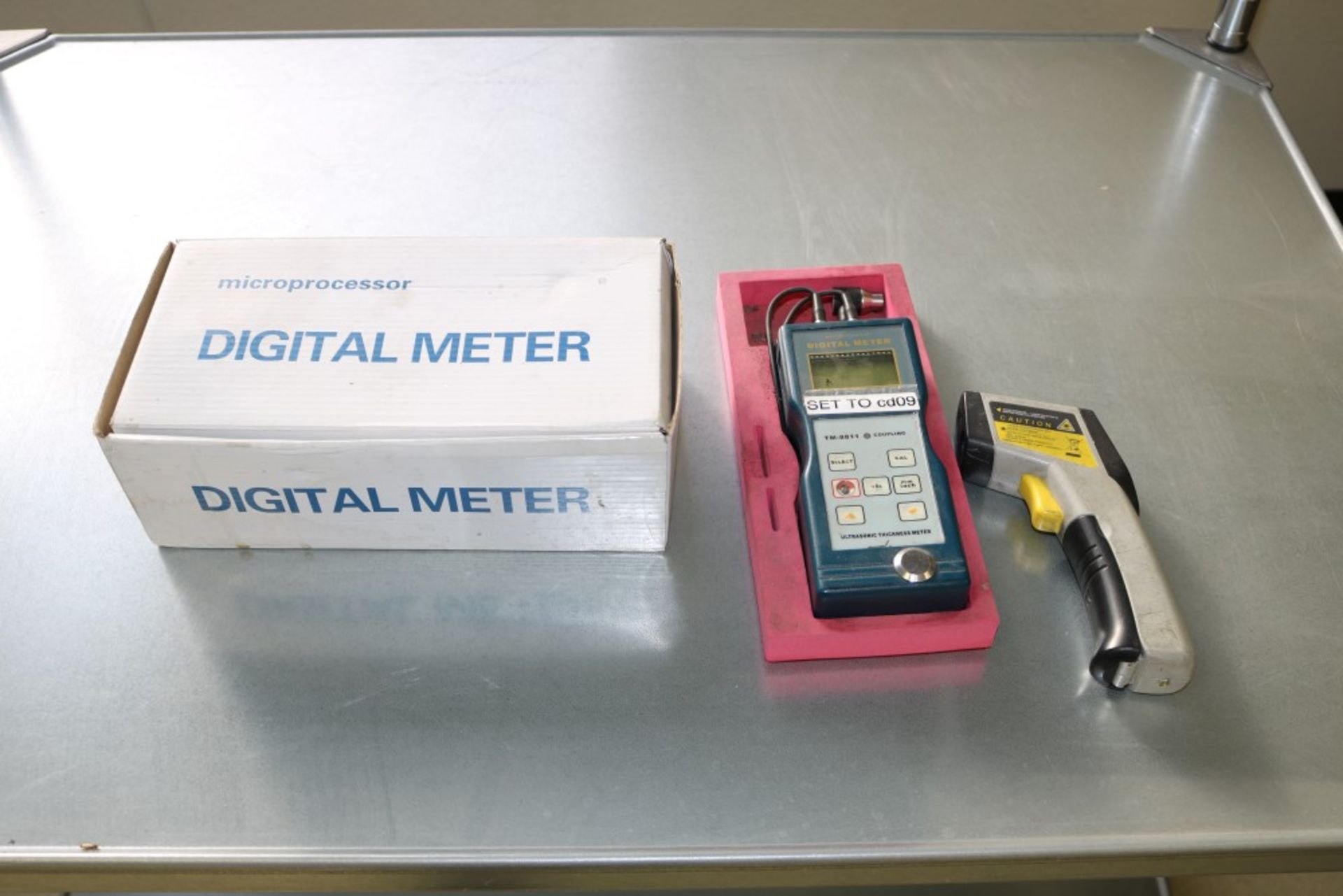 (2) Microprocessor Digital Meters, Ultrasonic Thickness Tester, General Infrared Heat Gun Model