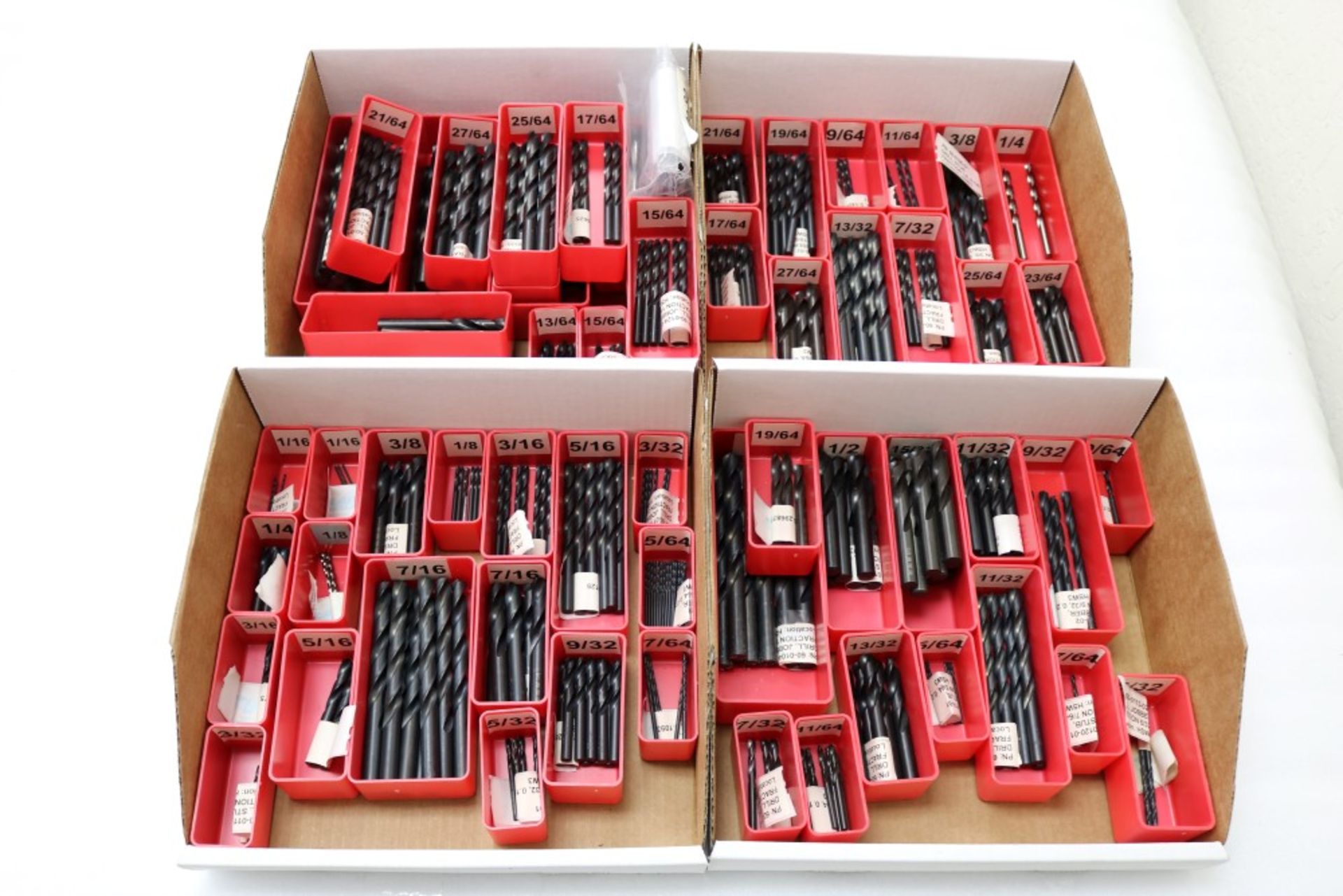 (4) Boxes of New Various Size Fraction Drills