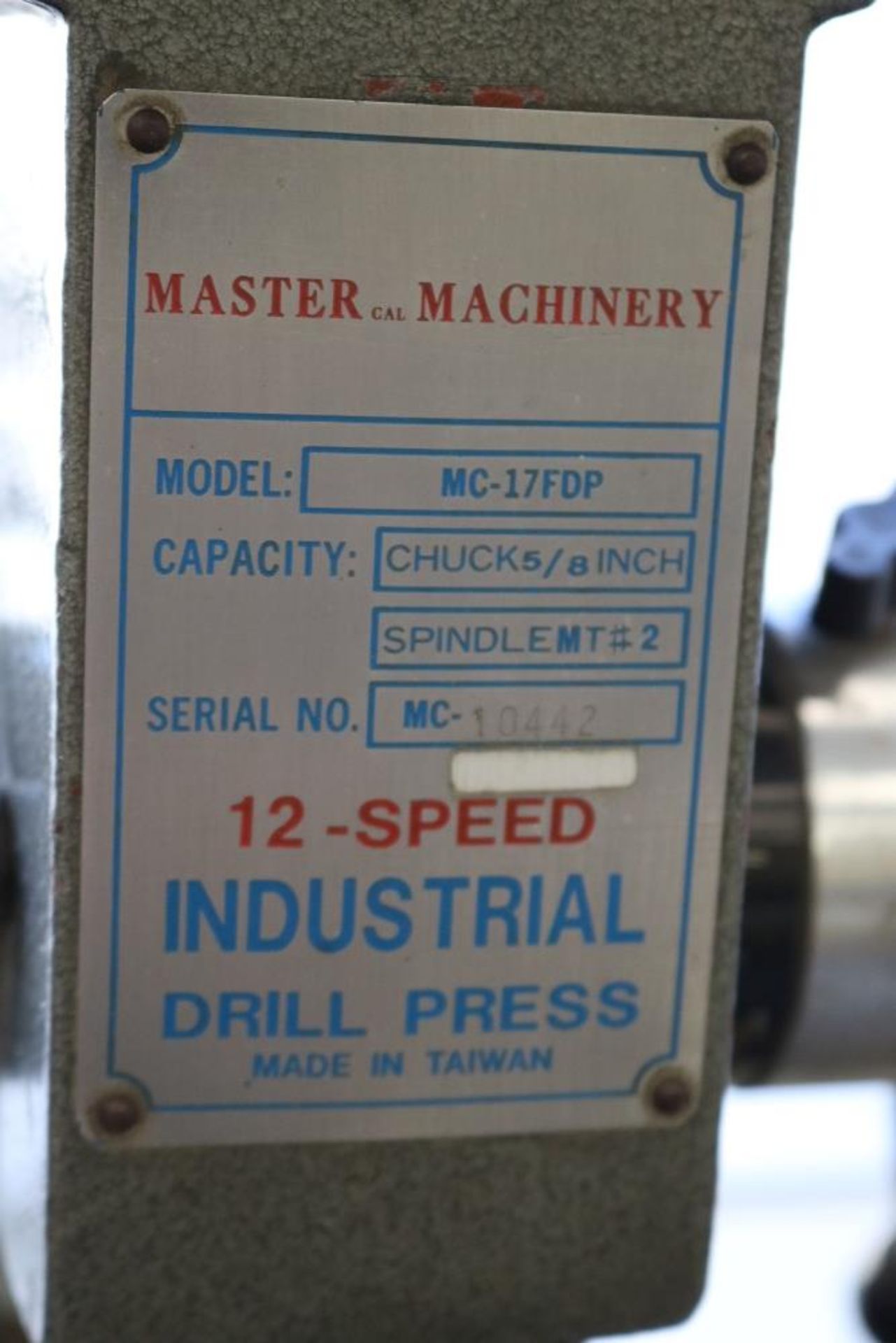 Master Machinery 12 Speed Drill Press Model MC-17FDP, 58" Chuck Capacity - Image 5 of 8