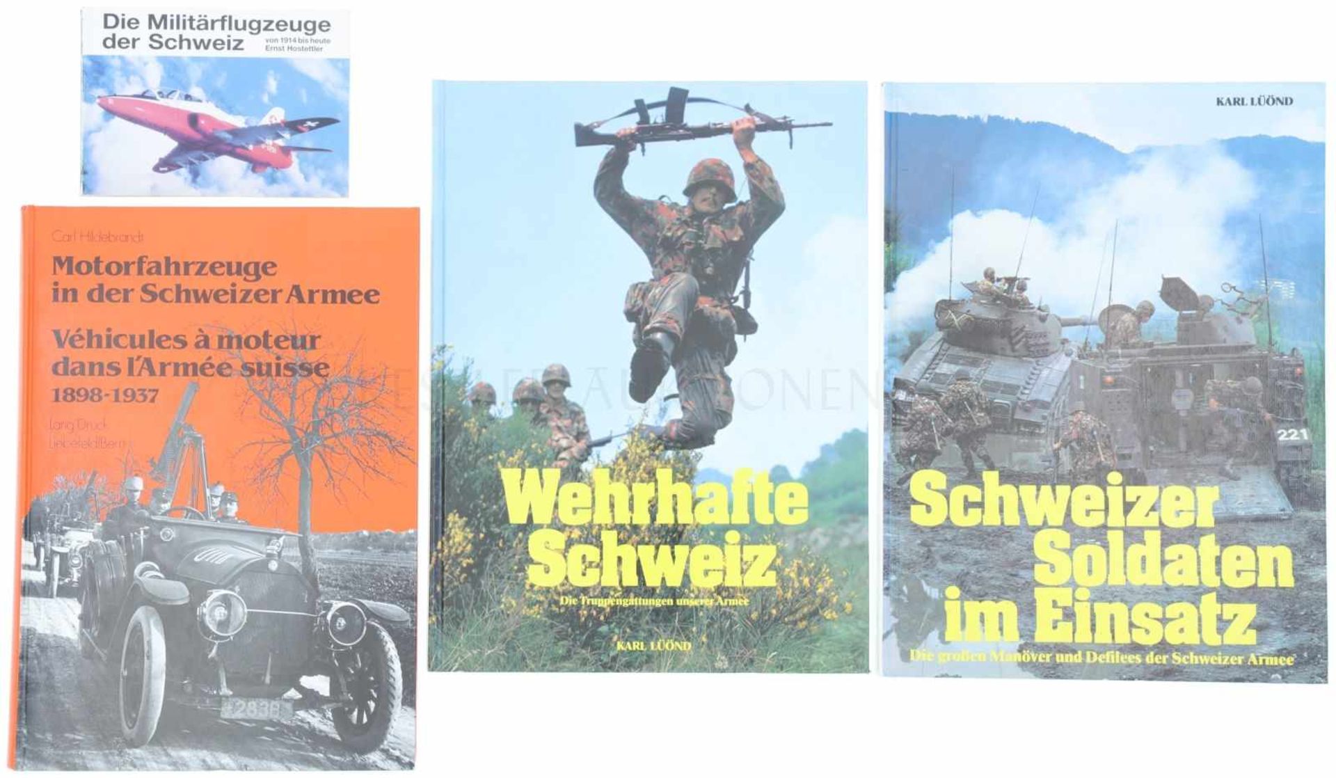 Konvolut 4 Bücher 1. Die Militärflugzeuge der Schweiz von 1914 bis heute, Autor Ernst Hostettler,