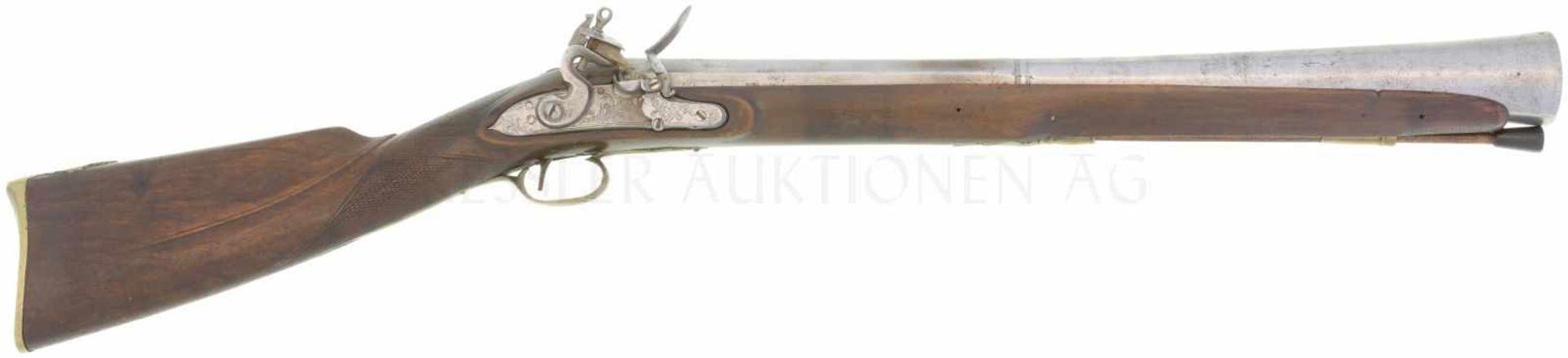 Steinschlosstromblon, belgisch, Blunderbuss, Kal. 18/50mm LL 540mm, TL 890mm, floral graviertes