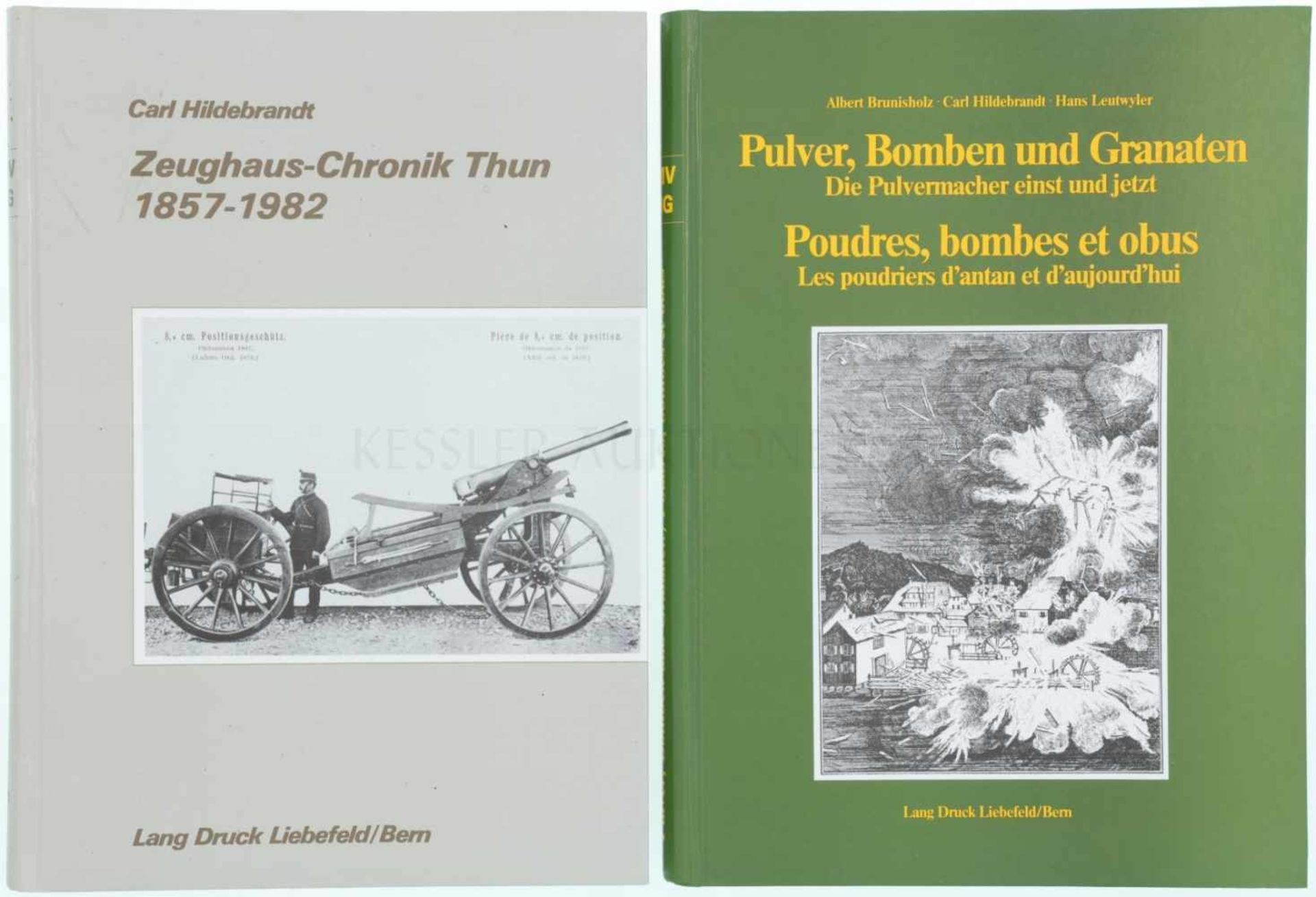 Konvolut 2 Bücher 1. Zeughauschronik Thun 1857-1982 von Carl Hildebrandt. 247 Seiten, reich