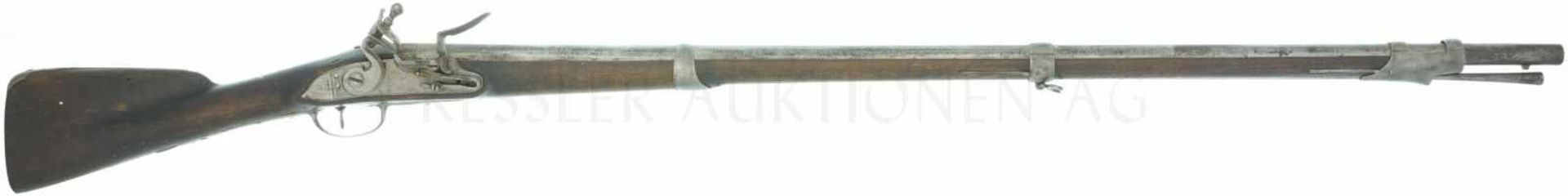 Steinschlossgewehr, französisch M 1754, Kal. 17.6mm LL 1080mm, TL 1440mm, Rundlauf, Wurzel