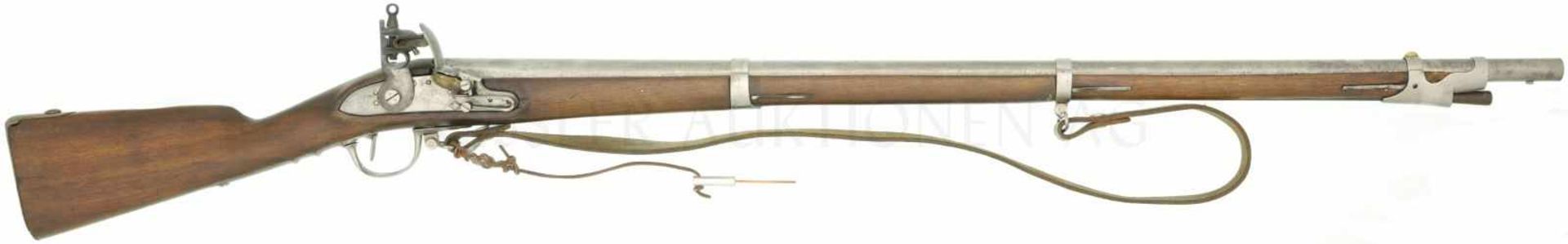 Steinschlossgewehr, Infanterie, franz. M 1777), Kal. 17.6mm LL 1030mm, TL 1410mm, Rundlauf, Wurzel