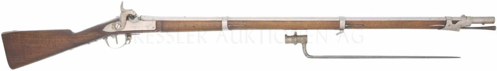 Perkussionsgewehr, A. Francotte, Liége, Infanterie 1842, Kal. 17.6mm LL 1050mm, TL 1470mm, Rundlauf,