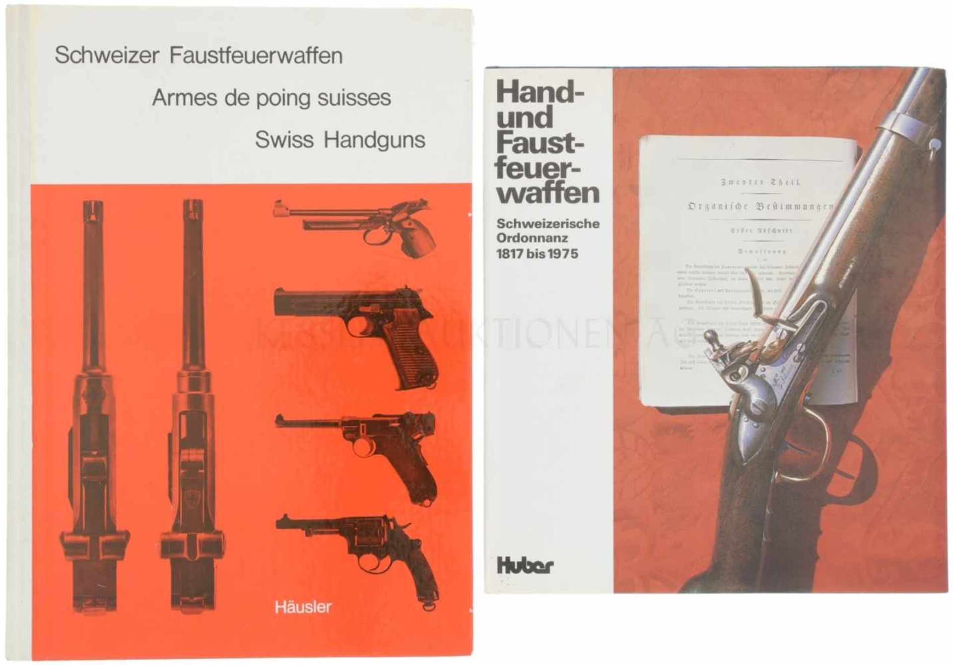 Konvolut von 2 Büchern 1. Hand-und Faustfeuerwaffen, Schweizerische Ordonnanz 1817-1975,