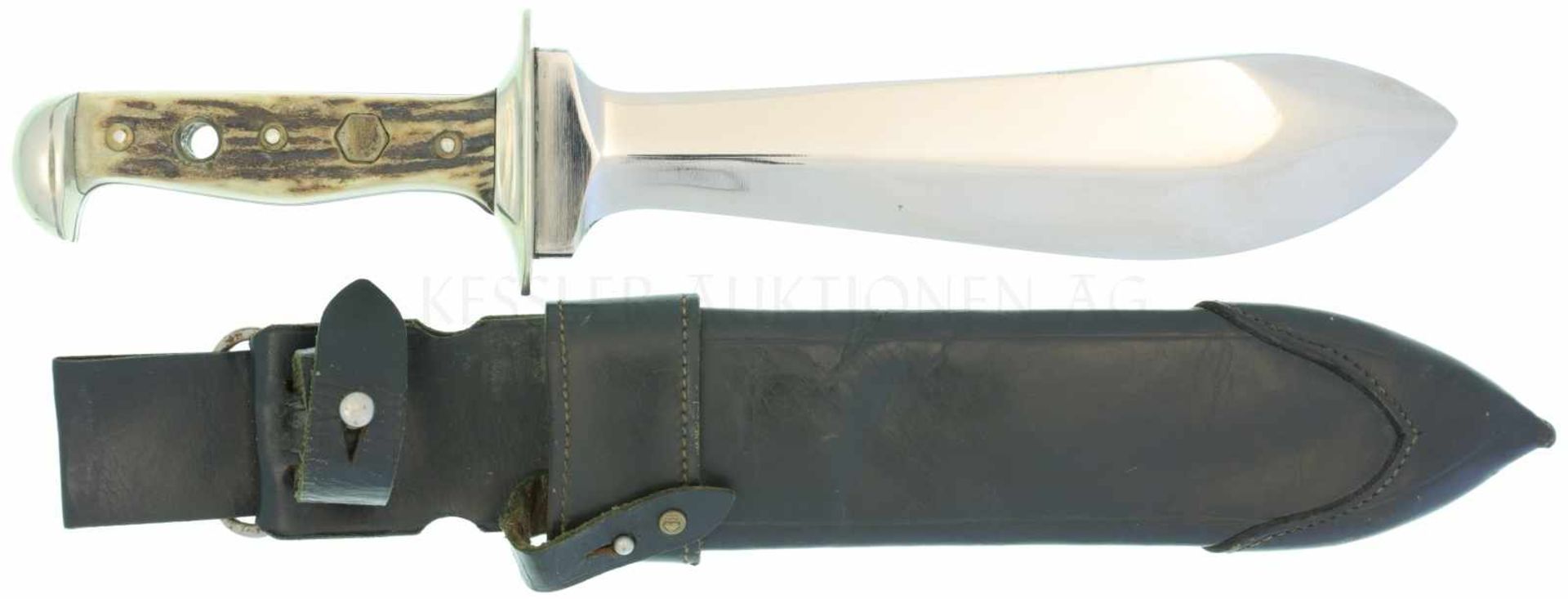 Puma Waidblatt KL 213mm, TL 328mm, schwere Klinge, volle Wurzel, Parierstange und Knauf aus