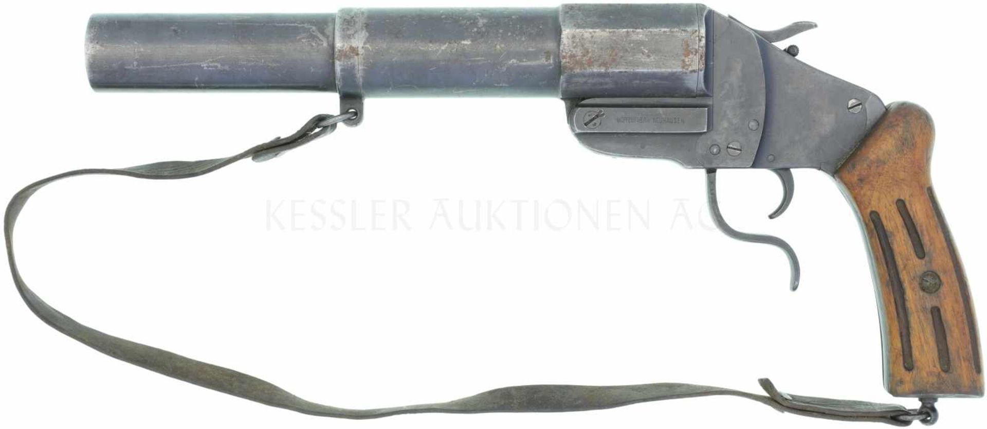 Leuchtpistole, Waffenfabrik Neuhausen, RP 17/38, Kal. 34mm LL 275mm, TL 410mm, Kipplaufwaffe,
