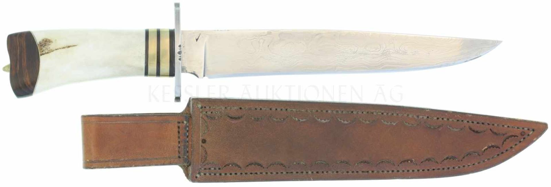 Bowie Bruno Jörg Meilen KL 216mm, TL 333mm, Damastrückenklinge 488 Lagen, quartseitig