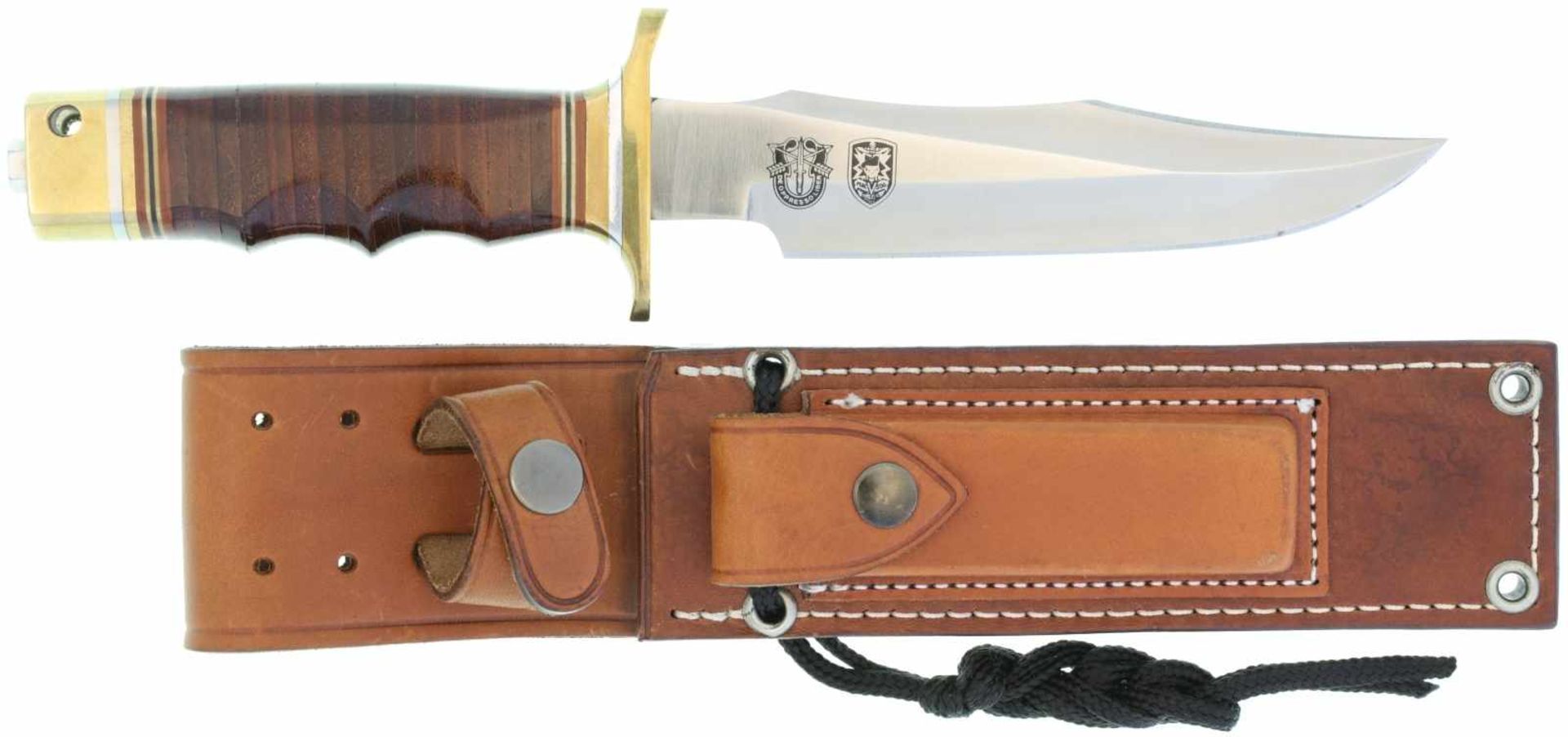 Al Mar SF-SOG Bowie KL 167mm, TL 293mm, satin-geschliffene Bowieklinge mit Fehlschärfe,