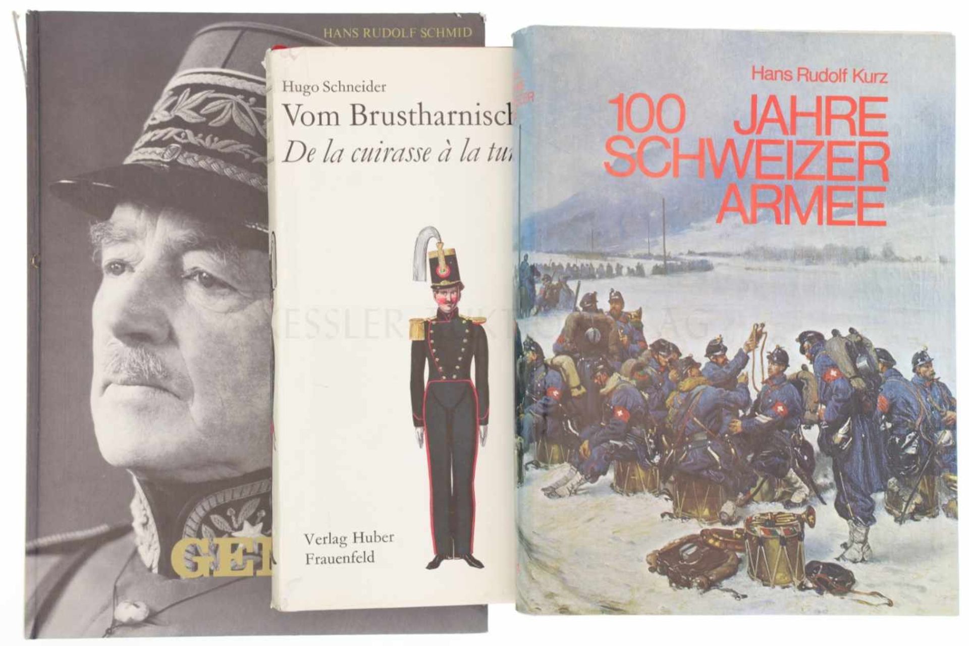 Konvolut von 3 Büchern 1. 100 Jahre Schweizer Armee, Ausg. 1978 Ott Verlag Thun. 2. Vom