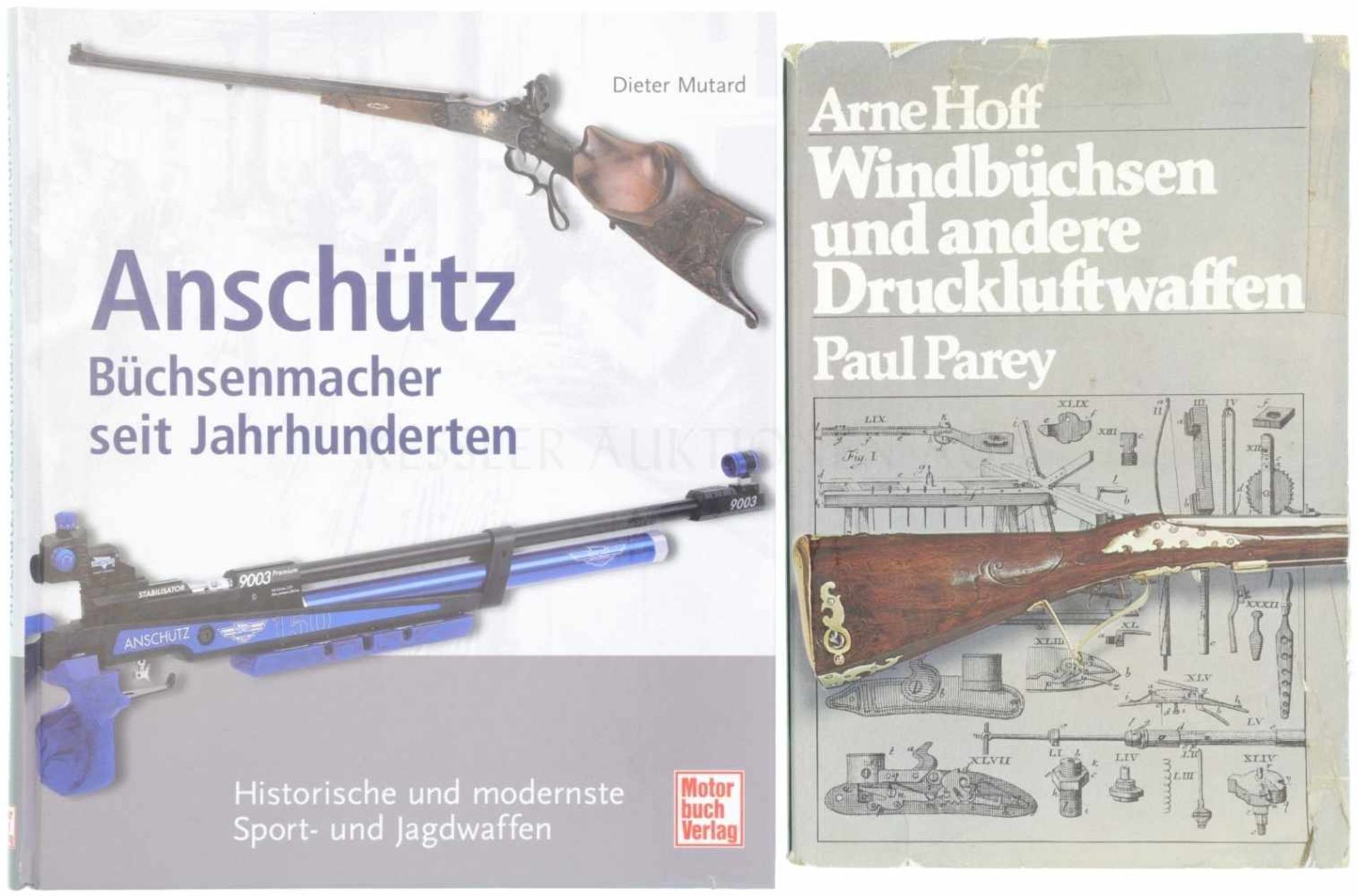 Konvolut von 2 Büchern 1. Windbüchsen und andere Druckluftwaffen, Autor Arne Hoff, Verlag Paul