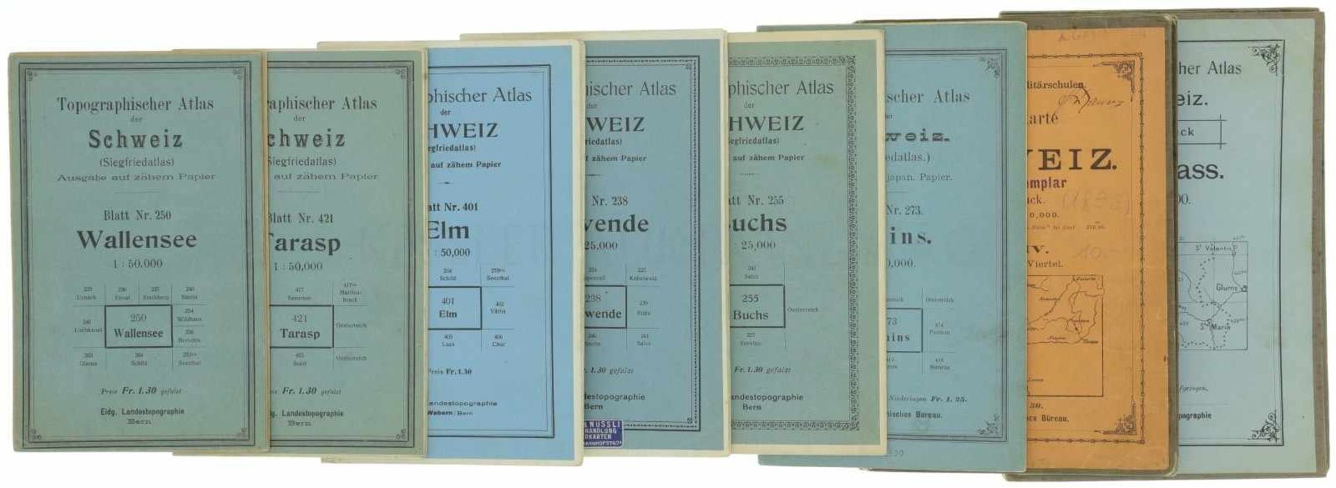 Konvolut von 8 Topographischen Karten der Schweiz 1. Topographische Karte, 1:50'000, Blatt Nr.