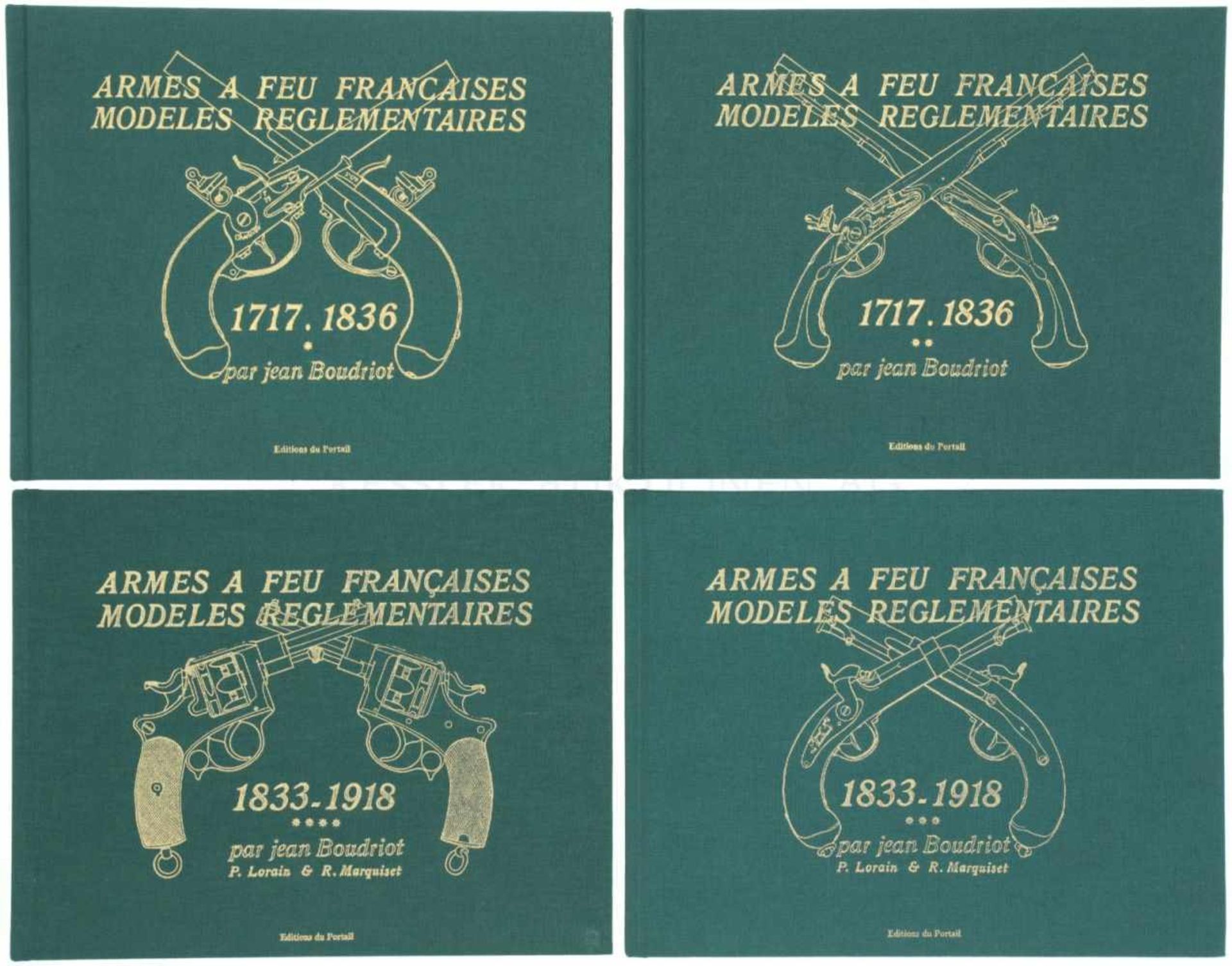 Konvolut von 4 Bänden "Armes a Feu Francaises, Modeles Reglementaires" 2 Bände 1717 - 1836, 2