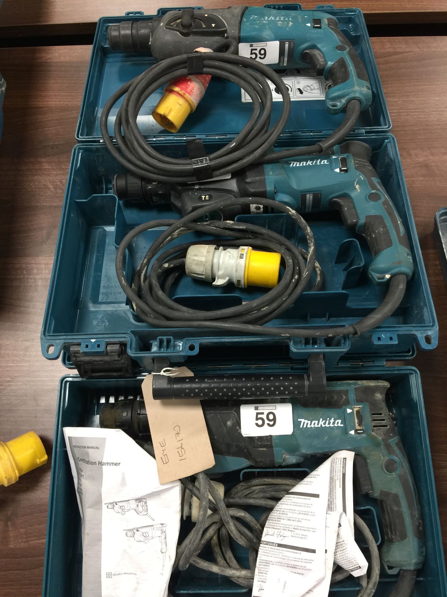 2 x Cased and 1 other Makita combination hammer drills