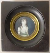 Mulnier, Jean Baptist (1757 - 1836), zugeschr., Damenportrait, junge Frau im weißen Kleidund Diadem,