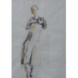 Relin, Veit (1926 Linz - 2013 Ochsenfurt), Portrait einer stehenden Dame, Tusche /Aquarell, sign. u.