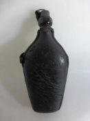 Feldflasche Schweiz, Glaskörper mit Leder ummantelt, h. 26cm