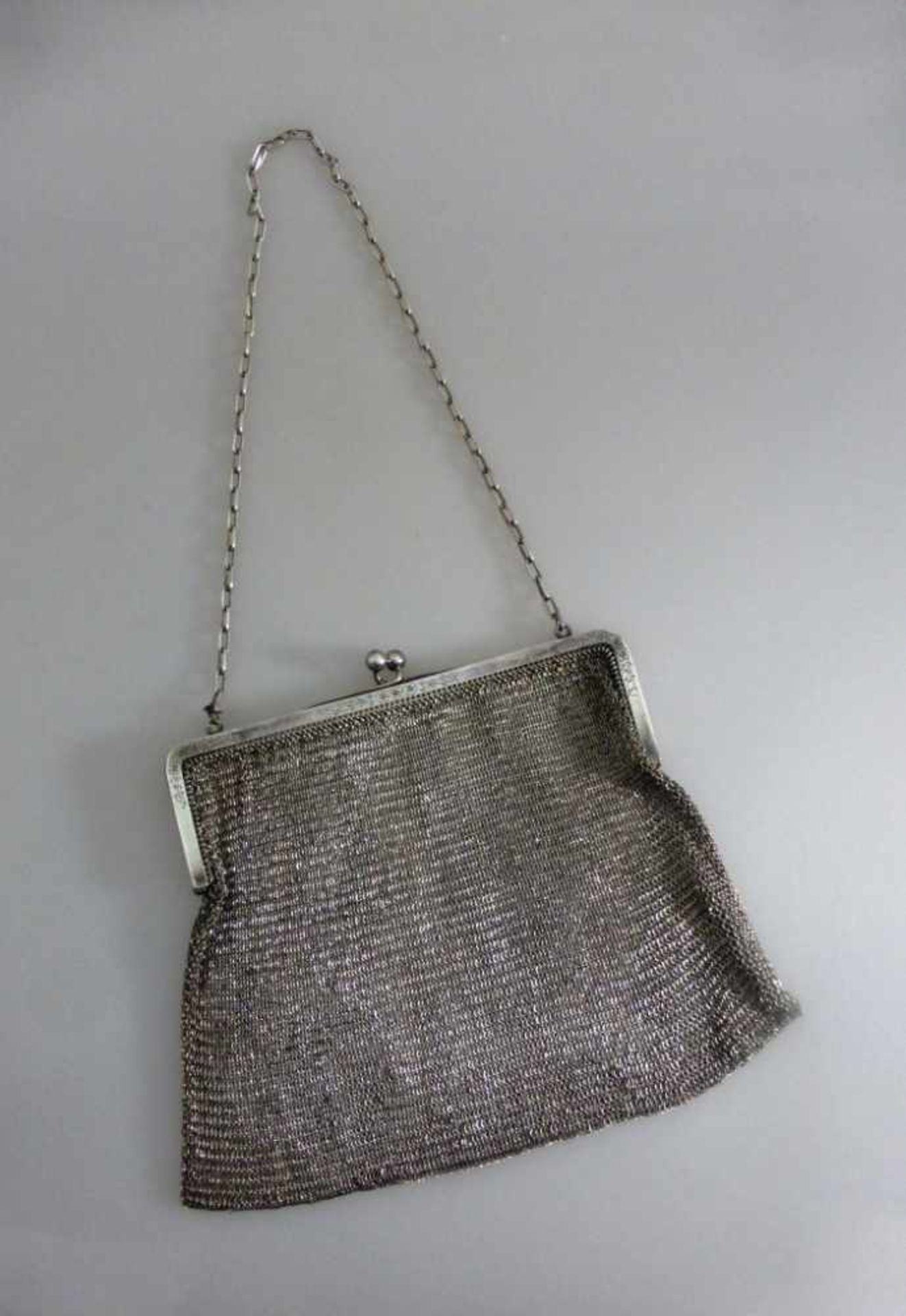 Jugendstil Handtasche, Kettentasche um 1910, Silber 800, Größe ohne Kette ca. 20cm x 15cm,267g