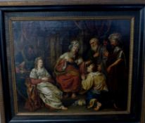 Gemälde, Niederlande 17.Jh., unbekannter Künstler, Öl / Leinwand, 80cm x 66cm, "Isaacsegnet