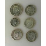 Kaiserreich - Königreich Sachsen, Konvolut von 6 Silbermünzen, 2 Mark 1907, Jaeger 134, 4x3 Mark