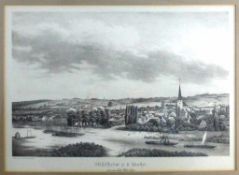 Lithografie "Mülheim an der Ruhr von der Süd West Seite", 19.Jh. / Zöllner Dresden, u.PPi.R. 71cm