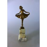 Art Deco Tänzerin, Bronze auf Steinsockel, bez. "Mankows", h. m. Sockel 17cm