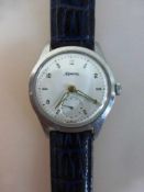 Herrenarmbanduhr, Alpina, 1950er Jahre, Incabloc, d. 34mm, neues Armband, Werk läuft an,Funktion
