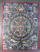 Thangka, Tibet 1.H.20.Jh., zentral Buddha umgeben von verschiedenen Gottheiten wieVajrapani,