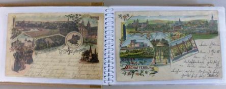 Sammlung Postkarten u.a., einige Lithografien, Topographie, Soldaten Portraits, u.a.Aschaffenburg,