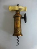 Korkenzieher mit geschlossener Glocke, England um 1880, Metall Bein, bez. "Dowler Patent",l. 16cm