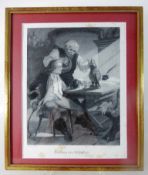 Lithografie "Der Kauz von Ochsenfurt", A. Lüttmann, fleckig, u.PP i.R. 28cm x 24cm