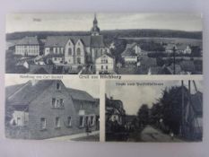 Postkarte "Gruß aus Höchberg", u.a. Handlung von Carl Seubert, gel. Briefmarke fehlt