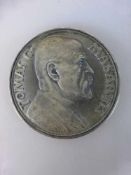 Medaille, Tschechoslovakei 1935, Tomas Masaryk zum 85. Geburtstag, Silber, d. 60,7mm, 83g.
