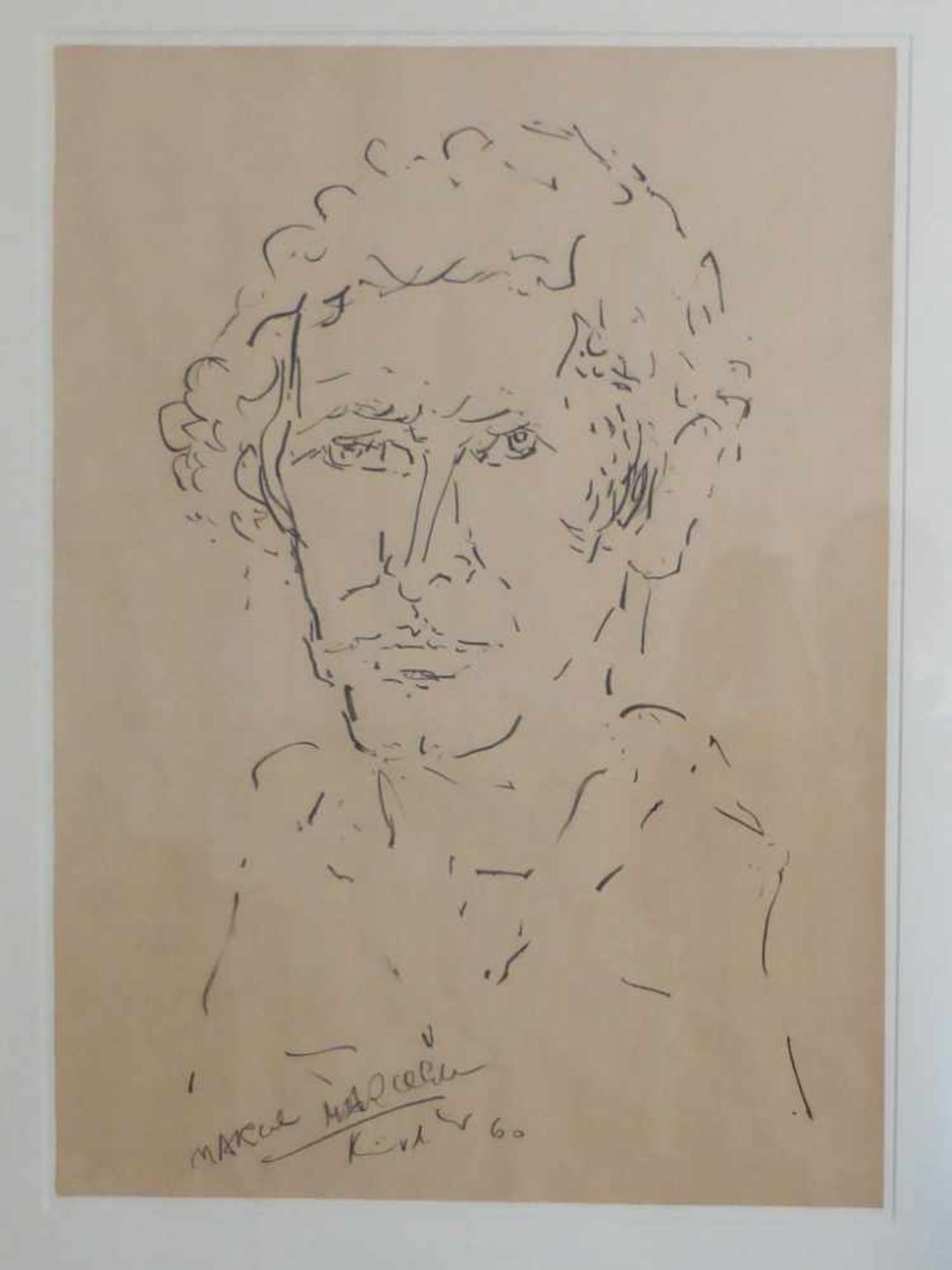 Marceau, Marcel (1923 Straßburg - 2007 Cahors), großformatiges Portrait, Kohle /Wachskreide, sign.