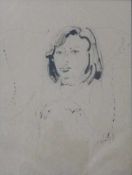 Relin, Veit (1926 Linz - 2013 Ochsenfurt), Frauenportrait, Tusche, sign. u. dat. 1974,u.PP i.R. 78cm