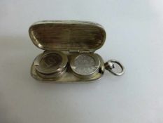 Kleiner Münzbehälter, Silber 800, passen für 10 Pfennig und 1/2 Reichsmark Stücke, ca. 7cmx 3cm