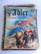 Der Adler, Propaganda-Zeitschrift der Deutschen Luftwaffe, 28 Ausgaben von 1939-1942, tlw.starke