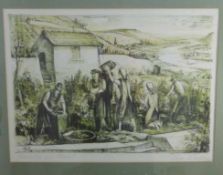 Dreher, Theo (1904 Würzburg - 1969 Neustadt/Saale), Lithografie "Weinlese am Main", sign.,u.PP i.