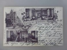 Postkarte, Central Hotel Würzburg, F. Scheiner Verlag, gel. 1899