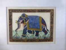 Malerei, Gouache / Seide, Indien 20.Jh., geschmückter Elefant, u.PP i.R. 26cm x 24cm