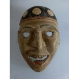 Maske, Afrika, Eket Nigeria, Holz geschnitzt, geöffneter Mund mit Zähnen, 28cm x 21cm, um1950,