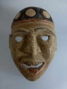 Maske, Afrika, Eket Nigeria, Holz geschnitzt, geöffneter Mund mit Zähnen, 28cm x 21cm, um1950,
