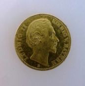 Königreich Bayern, Goldmünze, 20 Mark, Ludwig II., 1886D, Privatprägung, Gold 900