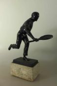 Tennis-Figur um 1930, Tennisspieler mit Schläger, schöne und dekorative Darstellung