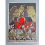 Propaganda Postkarte, sog. 3.Reich, Reichsparteitag Nürnberg, Rand gerändelt, gelaufen